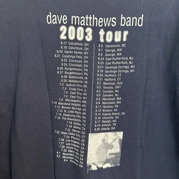 Vintage Dave Matthews Band Local Crew 2003 Tour Shirt Blue size XL